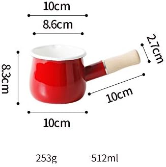 31ucdeqwx7l. ac .jpg Casserole à lait anti-adhésive en émail Blanc facile à nettoyer avec poignée en bois pour thé et café