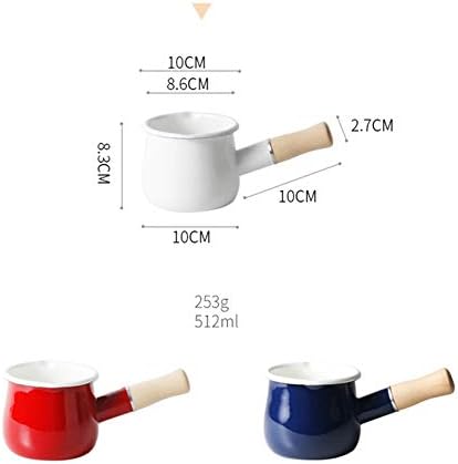 31xbwlmc0ul. ac .jpg Casserole à lait anti-adhésive en émail Blanc facile à nettoyer avec poignée en bois pour thé et café