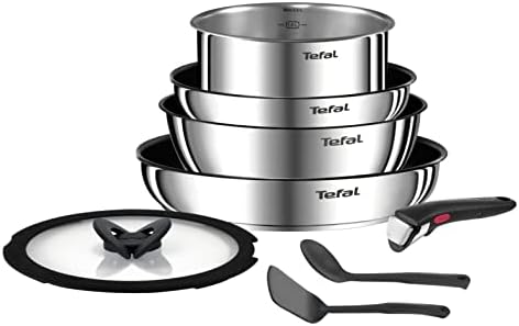 41 tov4wjxl. ac .jpg Tefal Ingenio Batterie de cuisine 8 pièces acier inoxydable haute qualité, induction et faitout 24 cm, cocottes et poêle