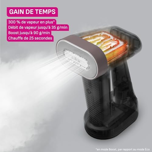 413olvzkgjl. ac .jpg Calor Pure Force 2en1 Défroisseur/Fer 1800W Rose Métallisé/Blanc Neige Prêt en 25s Autonomie 12min