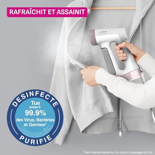 41ajbv rrzl. ac .jpg Calor Pure Force 2en1 Défroisseur/Fer 1800W Rose Métallisé/Blanc Neige Prêt en 25s Autonomie 12min