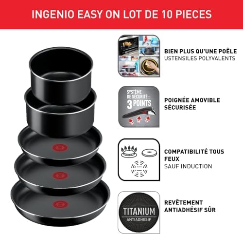 41eqzs5bcal. ac 1.jpg Tefal Ingenio Batterie de cuisine 10 pièces, Revêtement antiadhésif, Cuisine en famille