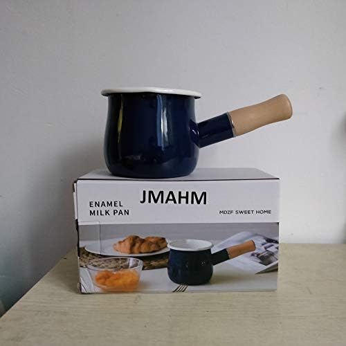 41guhpxrqzl. ac .jpg Casserole à lait anti-adhésive en émail Blanc facile à nettoyer avec poignée en bois pour thé et café