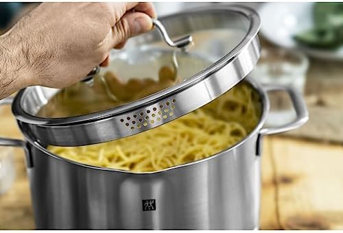 41ioqd6kwwl. ac .jpg ZWILLING Batterie de Cuisine TrueFlow, Acier Inoxydable, Fonction Verseuse, Cuisine Professionnelle, 5 Pièces, Argent In