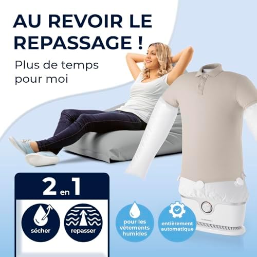 41l6elneyhl. ac .jpg CLEANmaxx Repassage automatique de chemises PRO | Innovant & efficace pour chemises, chemisiers & t-shirts | Simplifie l
