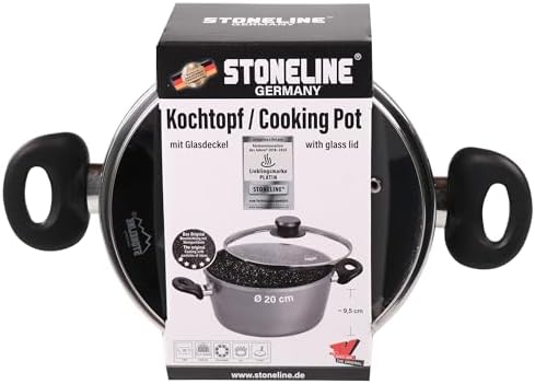 41l7ylaodl. ac .jpg STONELINE Casserole 28 cm Gris - Revêtement Antiadhésif avec Particules de Pierre - Compatible Four et Induction - Couve