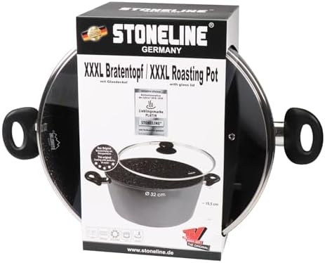 41ur5dv3rbl. ac .jpg STONELINE Casserole 28 cm Gris - Revêtement Antiadhésif avec Particules de Pierre - Compatible Four et Induction - Couve