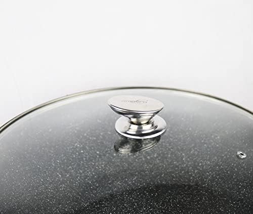 41yjpurphal. ac .jpg Cheffinger Sauteuse 32 cm noire | Cocotte anti-adhésive pour induction | Cocotte avec couvercle en verre pour cuisinier