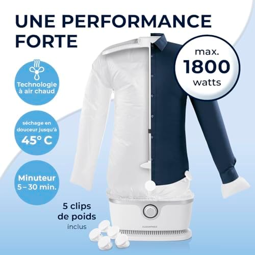 41aaygwcril. ac .jpg CLEANmaxx Repassage automatique de chemises PRO | Innovant & efficace pour chemises, chemisiers & t-shirts | Simplifie l