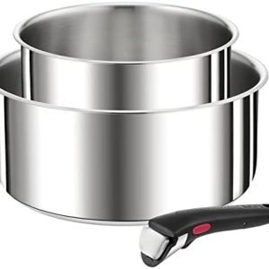 TEFAL Ingenio Lot de 3 pièces, Casseroles induction polyvalentes amovibles, cuisiniers amateurs, multi-cuisines, espace