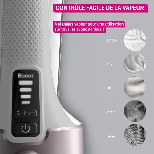 41g aikdml. ac .jpg Calor Pure Force 2en1 Défroisseur/Fer 1800W Rose Métallisé/Blanc Neige Prêt en 25s Autonomie 12min