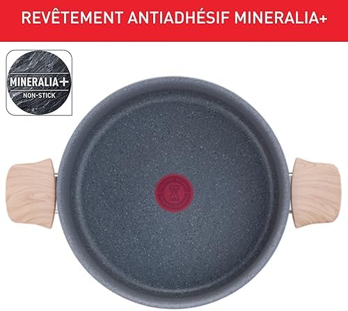 41g1ybmgsql. ac .jpg Tefal Faitout 24 cm Natural Force Revêtement antiadhésif Cuisson saine Thermo-Signal Fabriqué en France G2669003