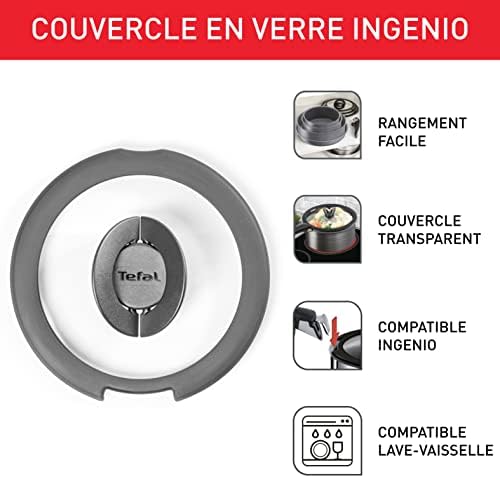 41hquzncvl. ac .jpg Couvercle égouttoir Tefal Ingenio Inox et Noir, Rangement facile, Multidiamètre L9829402