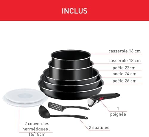 41ldwys6ol. ac .jpg Tefal Ingenio 11 pièces, induction, revêtement antiadhésif, écolo, poêles et casseroles empilables, compatible lave-vais