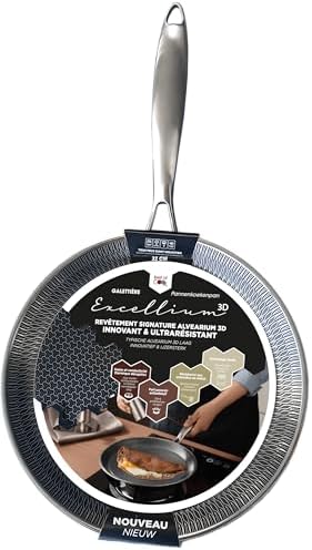41mnpr6ghl. ac .jpg EXCELLIUM 3D POELE A CREPES & GALETTES PROFESSIONNELLE - Résistante & Polyvalente - Manche Ergonomique Anti-Chaleur - 32