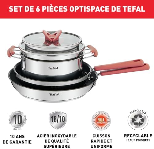 41okjdcfkhl. ac 1.jpg Tefal Ingenio Batterie de cuisine 10 pièces, Revêtement antiadhésif, Cuisine en famille