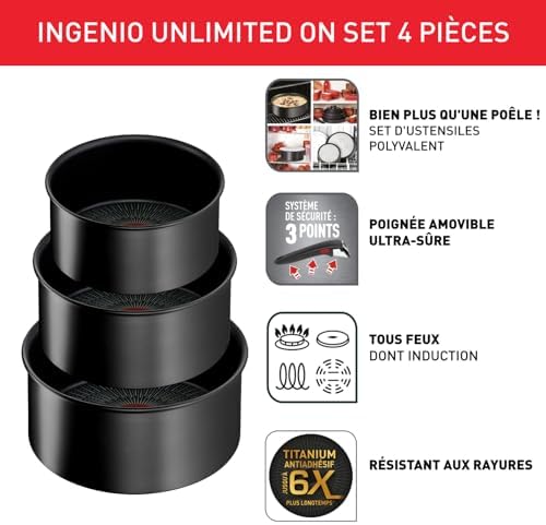 41pho5i55l. ac .jpg Tefal Ingenio Unlimited - Batterie de cuisine 8 pièces, Convient aux Familles Actives - Poêle 28 cm & Casseroles 16/18/2