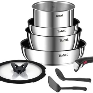 Tefal Ingenio Emotion L8979804 Batterie de cuisine 8 pièces Poignée amovible Induction Acier inoxydable Revêtement antia