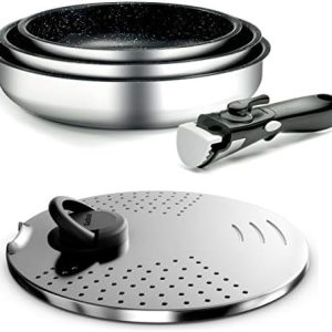 Backen 291505, Set de poeles induction 20-24-26cm, Acier inoxydableAntiadhésif Empilable Garantie 5 ans