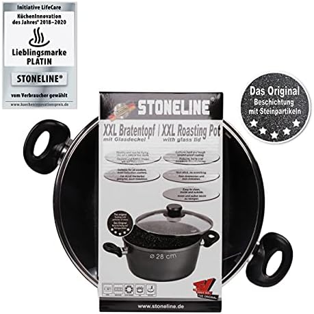 41vzcstwrws. ac .jpg STONELINE Casserole 28 cm Gris - Revêtement Antiadhésif avec Particules de Pierre - Compatible Four et Induction - Couve