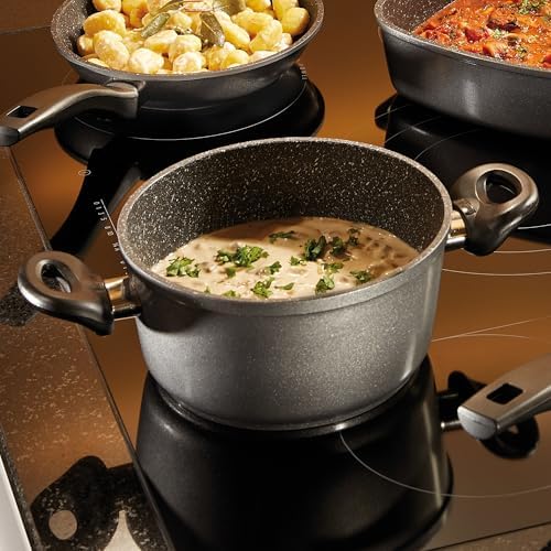 510 luvnybl. ac .jpg STONELINE Casserole 28 cm Gris - Revêtement Antiadhésif avec Particules de Pierre - Compatible Four et Induction - Couve