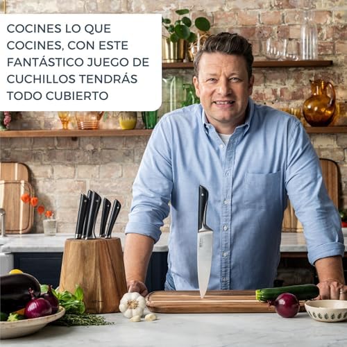513auz3m7ml. ac .jpg Tefal JAMIE OLIVER by Bloc + 5 couteaux de cuisine professionnel, chefs et débutants, utilisés en cuisine et en préparat