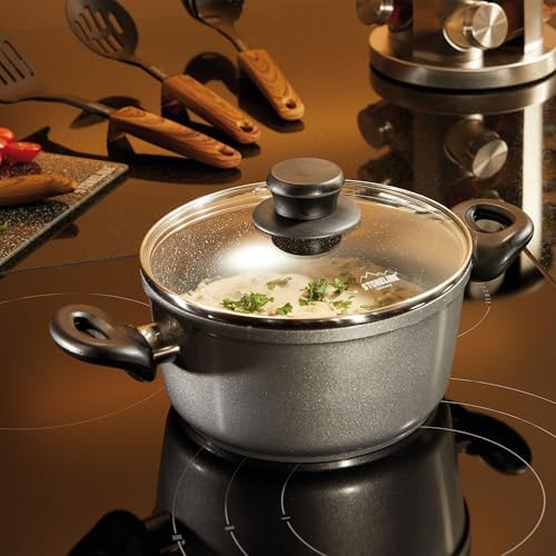 517jl zipbl. ac .jpg STONELINE Casserole 28 cm Gris - Revêtement Antiadhésif avec Particules de Pierre - Compatible Four et Induction - Couve