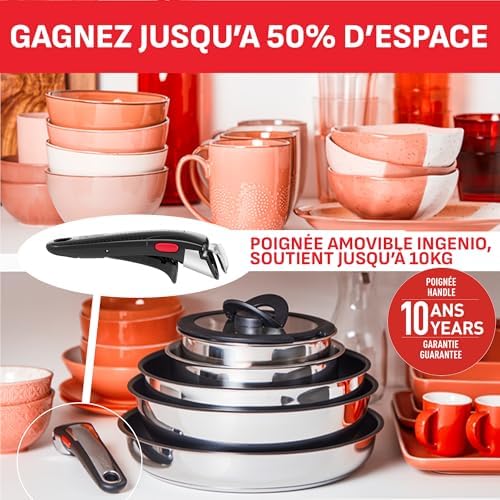 517ienjdjml. ac .jpg Tefal Ingenio Emotion L897SK04 Batterie de cuisine 20 pièces, induction, antiadhésif, empilable, compatible lave-vaissel