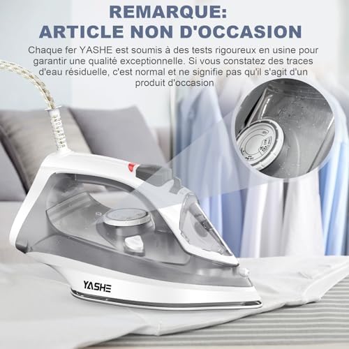 51gvgmvc0l. ac .jpg Fer à repasser 2300 W avec semelle anti-adhésive pour hommes et femmes, chauffage rapide et fonction pressing inclus, au