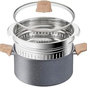 Tefal Faitout 24 cm Natural Force Revêtement antiadhésif Cuisson saine Thermo-Signal Fabriqué en France G2669003