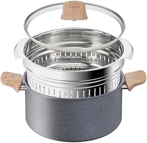 51mvjpr0izl. ac .jpg Tefal Faitout 24 cm Natural Force Revêtement antiadhésif Cuisson saine Thermo-Signal Fabriqué en France G2669003