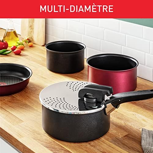 51qlhu 7ztl. ac .jpg Couvercle égouttoir Tefal Ingenio Inox et Noir, Rangement facile, Multidiamètre L9829402