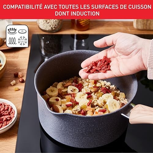 51t3mnxtrrl. ac .jpg Tefal Faitout 24 cm Natural Force Revêtement antiadhésif Cuisson saine Thermo-Signal Fabriqué en France G2669003
