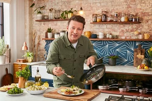 51ean8abczl. ac .jpg Poêle Tefal Jamie Oliver anti-adhésive inoxydable 24 cm avec signal thermique durable et revêtement en silicone-compatib