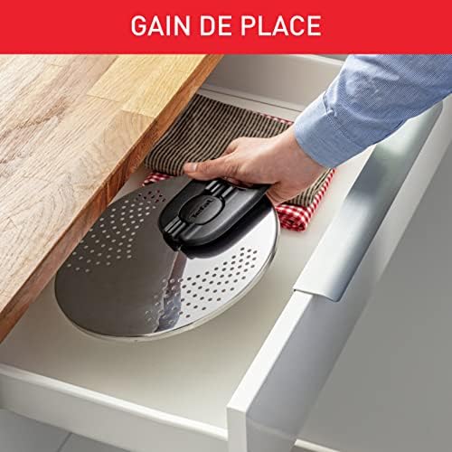 51ia 9v7igl. ac .jpg Couvercle égouttoir Tefal Ingenio Inox et Noir, Rangement facile, Multidiamètre L9829402