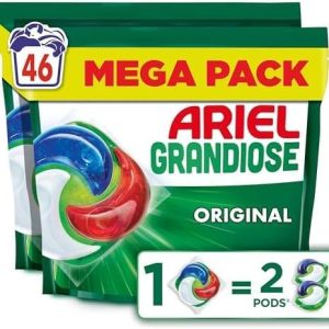 Ariel Pods Grandiose Original, Lessive en Capsules, 2X Action pour la Famille, Élimination des Taches Tenaces, Dissoluti