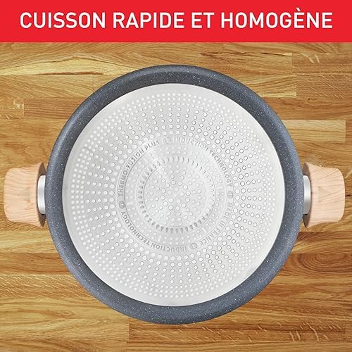 51orxowcyvl. ac .jpg Tefal Faitout 24 cm Natural Force Revêtement antiadhésif Cuisson saine Thermo-Signal Fabriqué en France G2669003