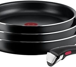 Poêles Tefal Ingenio Easy On Lot de 3, antiadhésifs et revêtus de titane, pour cuisiniers débutants, idéaux pour le dîne