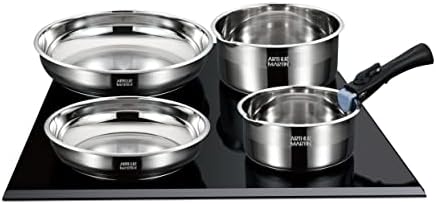 31i6vg9y92l. ac .jpg ARTHUR MARTIN Batterie de Cuisine Inox 10 Pièces Cuisine USA | Antiadhérents, Compatible Tous Feux, Poignées Amovibles |