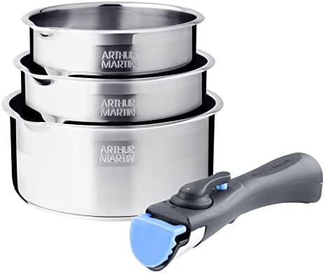 31oujtvtsil. ac .jpg ARTHUR MARTIN Batterie de Cuisine Inox 10 Pièces Cuisine USA | Antiadhérents, Compatible Tous Feux, Poignées Amovibles |