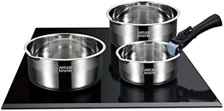 31tvw8vtt9l. ac .jpg ARTHUR MARTIN Batterie de Cuisine Inox 10 Pièces Cuisine USA | Antiadhérents, Compatible Tous Feux, Poignées Amovibles |