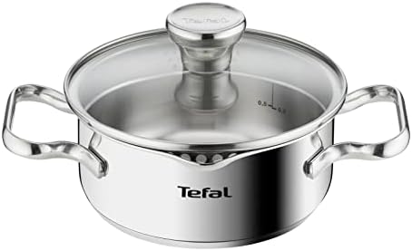 31ecu4iuxrl. ac .jpg Casseroles Tefal Duetto A7054463 Induction 20cm Acier Inoxydable Filtre Verre Garantie 10 Ans