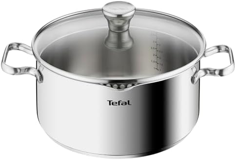 31vksdnba8l. ac .jpg Casseroles Tefal Duetto A7054463 Induction 20cm Acier Inoxydable Filtre Verre Garantie 10 Ans