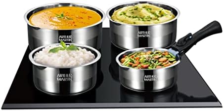 412y2g6gval. ac .jpg ARTHUR MARTIN Batterie de Cuisine Inox 10 Pièces Cuisine USA | Antiadhérents, Compatible Tous Feux, Poignées Amovibles |