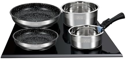 41lx7xifil. ac .jpg ARTHUR MARTIN Batterie de Cuisine Inox 10 Pièces Cuisine USA | Antiadhérents, Compatible Tous Feux, Poignées Amovibles |