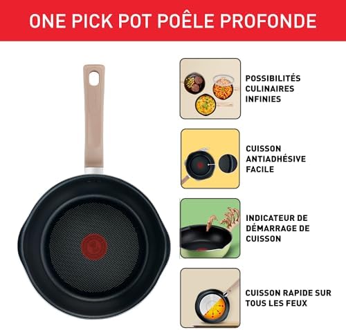 41kkysh8bjl. ac .jpg Poêle Tefal Duetto A7040863, Induction, Revêtement antiadhésif, Acier inoxydable 18/10, Garantie 10 ans