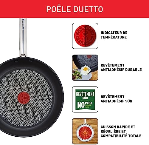 518wkotr7kl. ac .jpg Poêle Tefal Duetto A7040863, Induction, Revêtement antiadhésif, Acier inoxydable 18/10, Garantie 10 ans