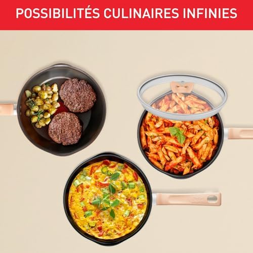 51see1rdn9l. ac .jpg Poêle Tefal Duetto A7040863, Induction, Revêtement antiadhésif, Acier inoxydable 18/10, Garantie 10 ans