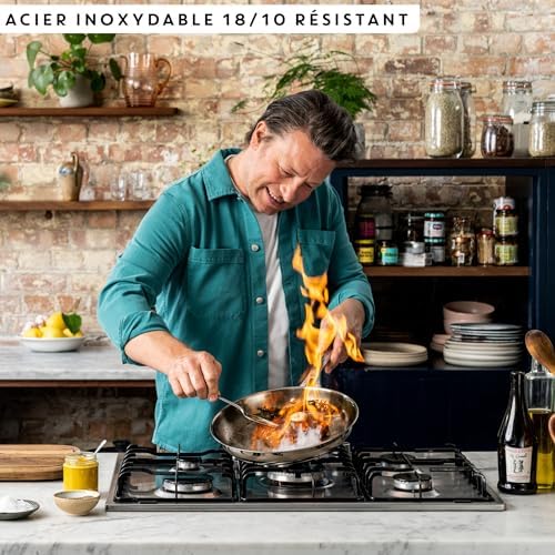 51sygcz3gtl. ac .jpg Poêle Tefal Jamie Oliver Cook Smart Inox Induction Robuste | Poignée Rivetée Poêle Tefal Jamie Oliver Cook Smart 28 cm