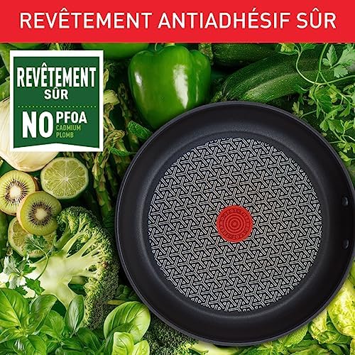 61cgmtt gml. ac .jpg Poêle Tefal Duetto A7040863, Induction, Revêtement antiadhésif, Acier inoxydable 18/10, Garantie 10 ans
